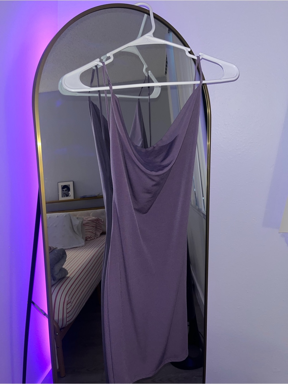 Draped Cowl Slip Dress in Lavender Purple